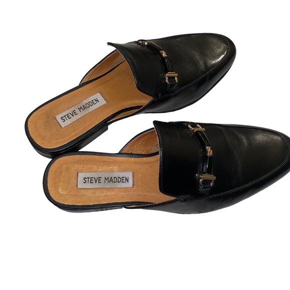 Steve Madden black leather mules size 7 - Picture 2 of 6